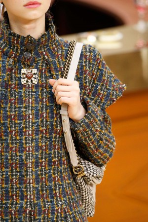 Chanel BeigeBlack Houndstooth Print Shoulder Bag Fall 2015