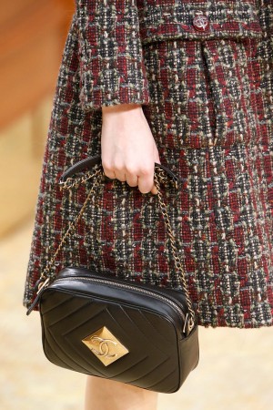 Chanel Black Chevron Camera Case Bag Fall 2015