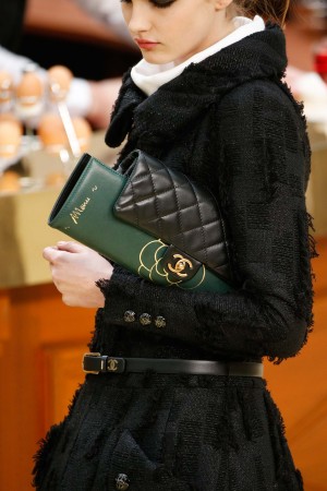 Chanel Black Flap with Green Clutch Bag Fall 2015