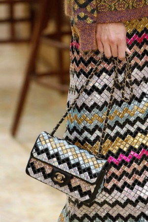 Chanel Gold Black Silver Mosaic Flap Bag Fall 2015