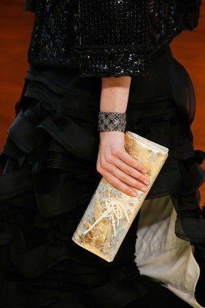 Chanel Gold Silver with Fork and Pearls Clutch Bag Fall 2015