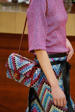 Chanel Pink White Blue Mosaic Flap Bag Fall 2015