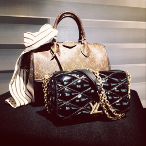 Louis Vuitton Speedy Monogram Canvas with Leather Corners Black Malletage Twist Bag Pre Fall 2015