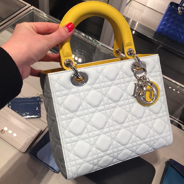 Lady Dior Tricolor Yellow White Bag - Spring 2015