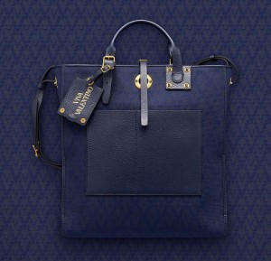 Valentino Dark Blue Eye On You Viva Valentino Vertical Tote Bag