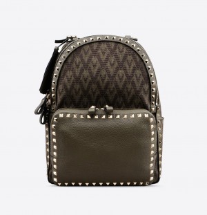 Valentino Military Green Viva Valentino Rockstud Medium Backpack Bag