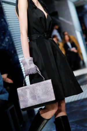 Prada-BlackGrey-LizardLeather-Flap-Bag
