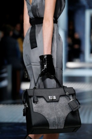 Prada-BlackGrey-LizardLeather-Small-Tote-Bag
