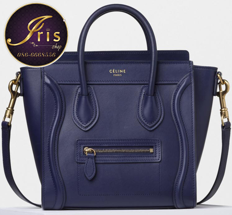 Celine Nano Luggage Bag in Smooth Calfskin Style code: 168244AIU.23BA Size: 8’ x 8’ x 4’ (H x W x D) inches Price: $2700 USD, €1900 euro