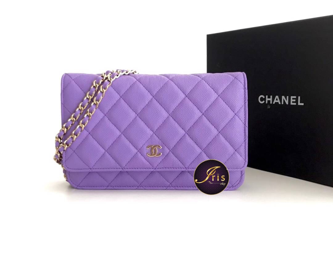 CHANEL Caviar Timeless CC Wallet On Chain WOC Blue 210212