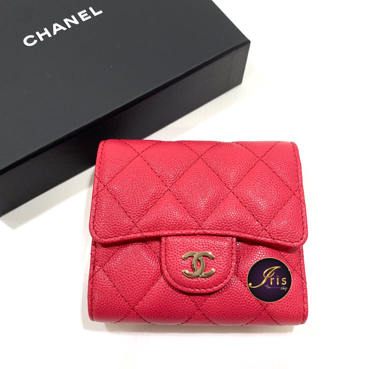 Chanel Trifold Flap Wallet Quilted Caviar Small Gold 20969872