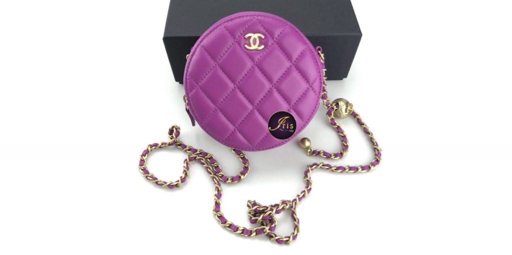 Chanel round clutch purple lambskin with adjustable ของใหม่ พร้อมส่ง‼️ –  Iris Shop