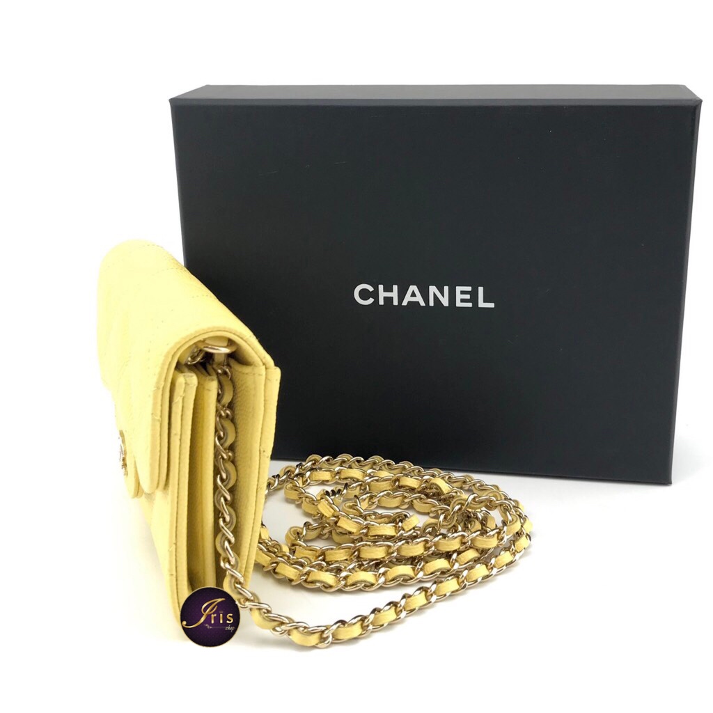 Chanel card holder with chain yellow caviar ของใหม่ พร้อมส่ง‼️ – Iris Shop