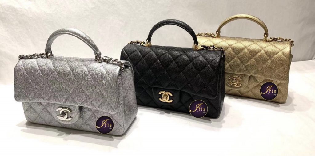 Chanel classic mini 8 with top handle in white caviar SHW ของใหม  พรอมสง  Iris Shop