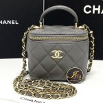 กระเป๋า Chanel mini vanity with chain and handle in dark gray lambskin Ghw ของใหม่ พร้อมส่ง‼️