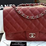 กระเป๋า Chanel classic jumbo 12” red caviar single flap bag Shw…Used พร้อมส่ง‼️